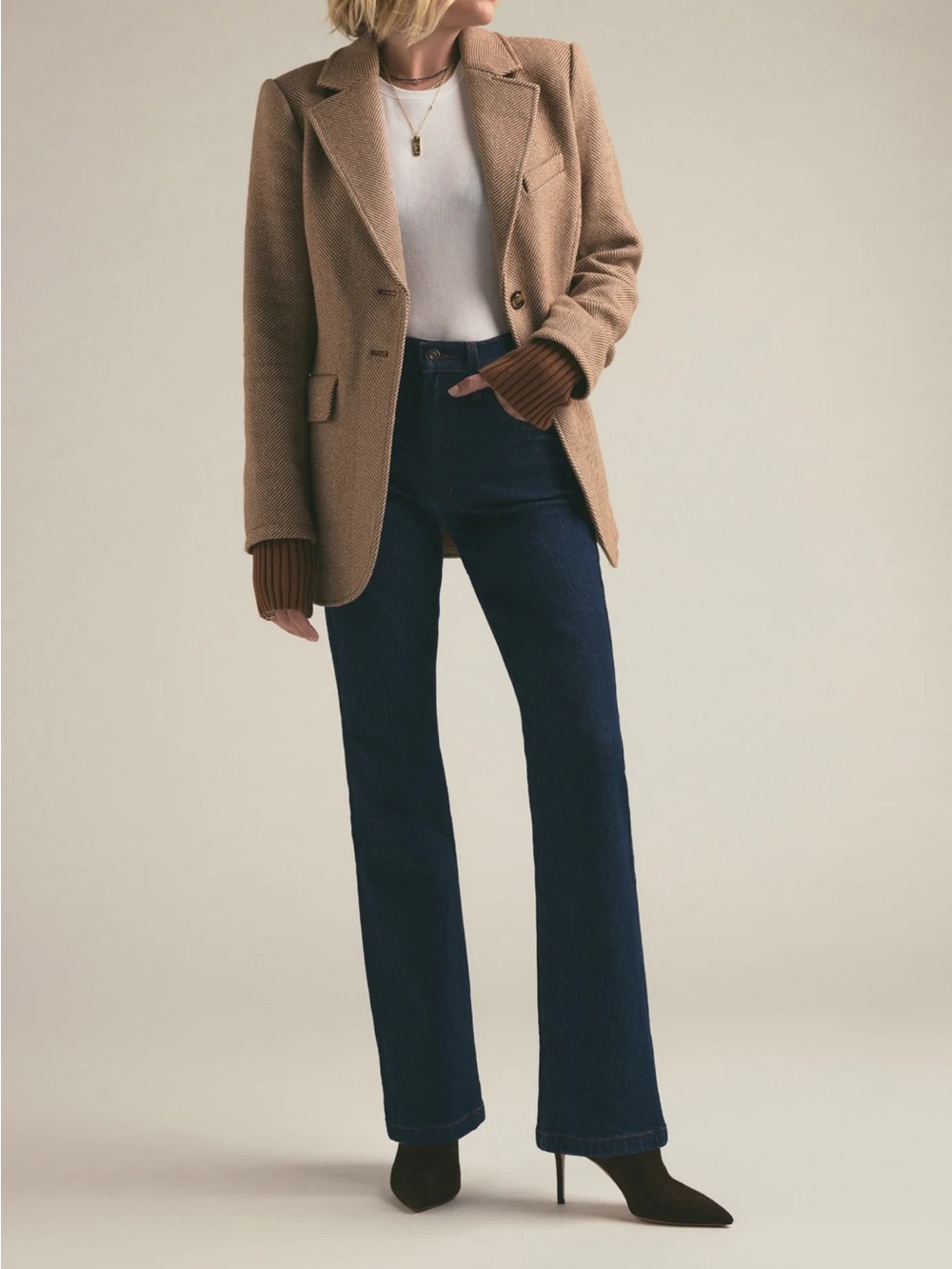 Favorite Daughter the Shortie Morgan High Rise Boot Cut Jean Dark Wash Pepper 27